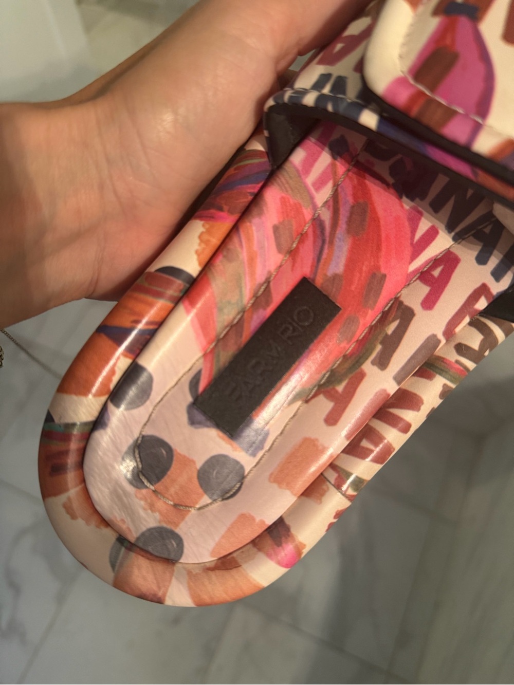 FARM Rio Pink Multi-Print Slide Sandals - Picture 3 of 5